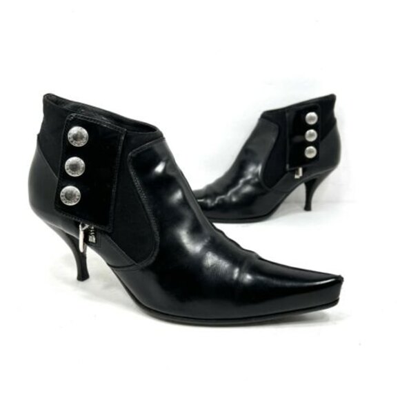 Shoes - Dolce Gabbana Womens Patent Leather Heeled Ankle Booties Size 36.5 Black
